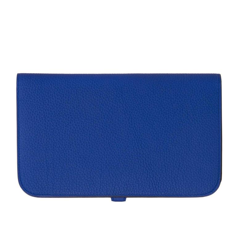 Hermes Blue Electric Togo Dogon Duo Wallet at 1stDibs