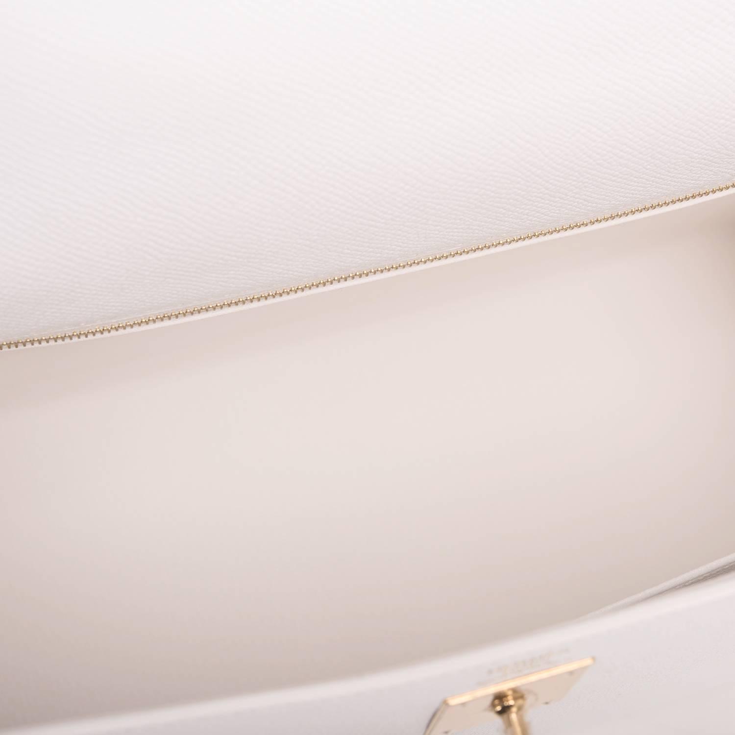Hermes White Epsom Kelly Sellier 32cm Gold Hardware For Sale at ...  