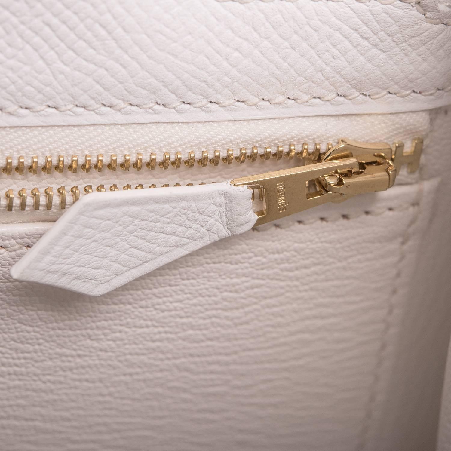 Hermes White Epsom Kelly Sellier 32cm Gold Hardware For Sale at ...  