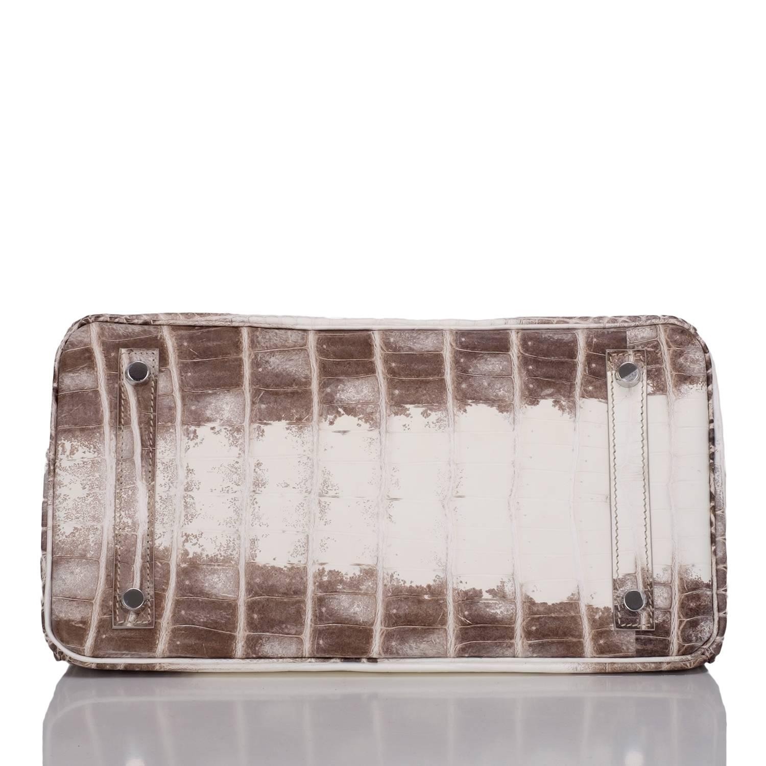 Hermes White Matte Niloticus Himalayan Crocodile Birkin 30cm In New Condition In New York, NY