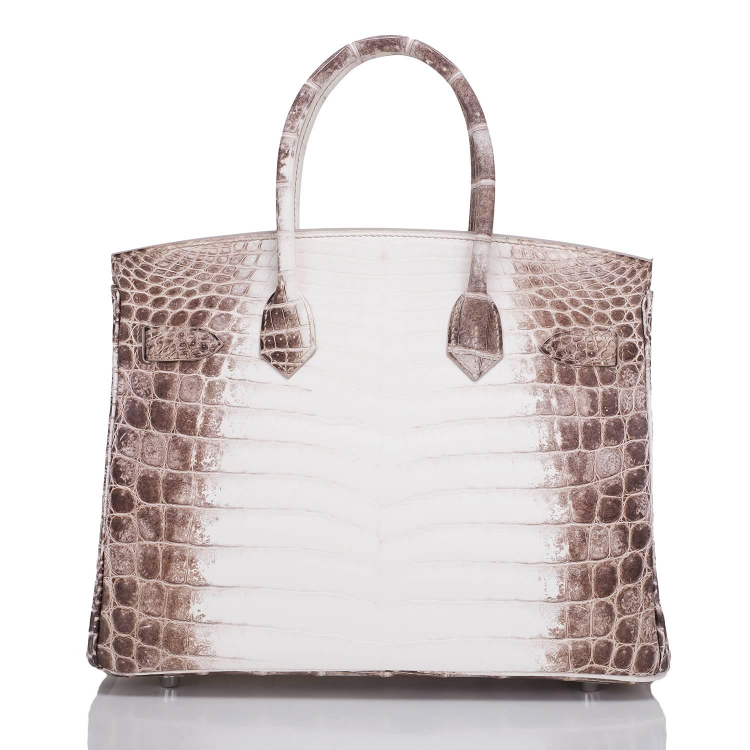 Gray Hermes White Matte Niloticus Himalayan Crocodile Birkin 30cm