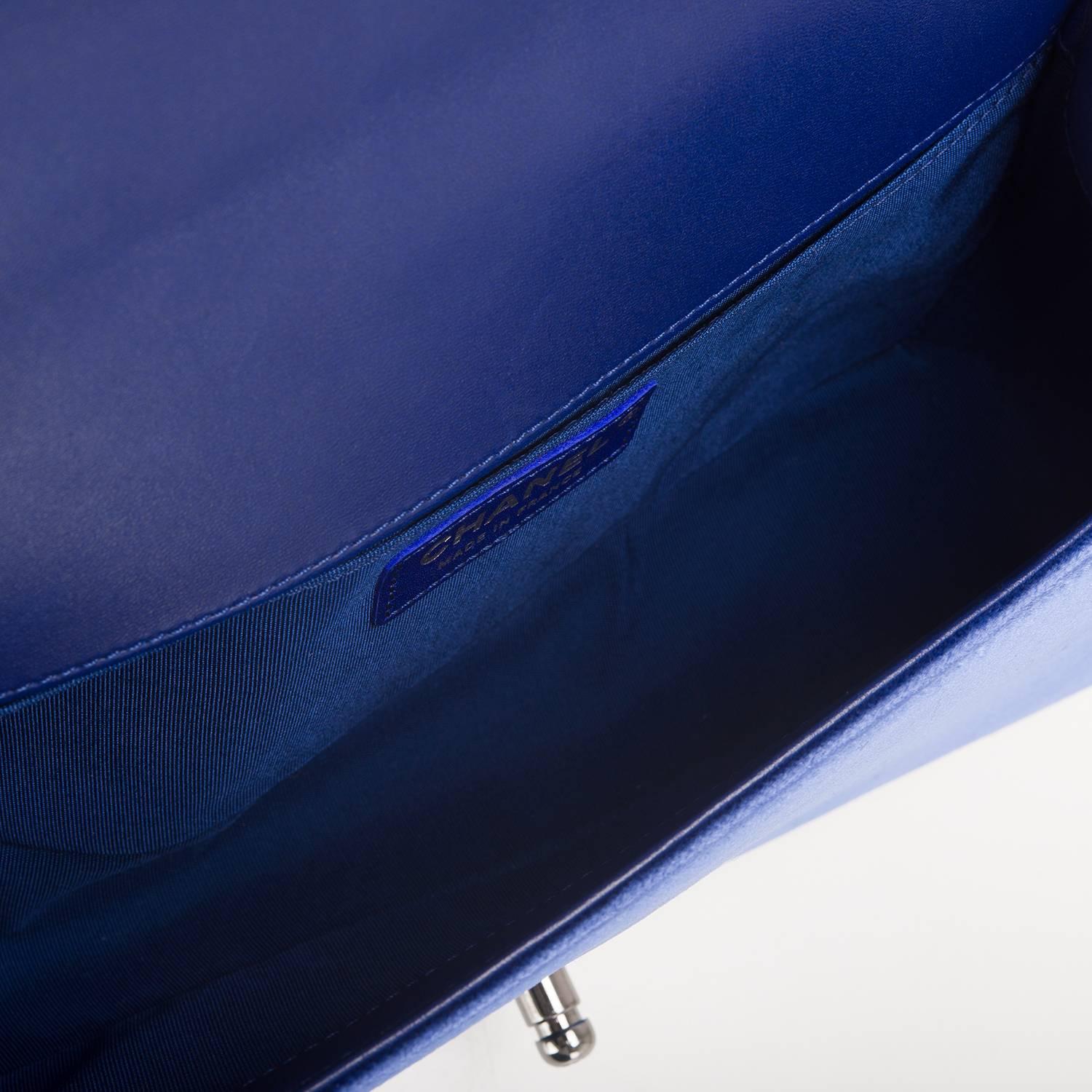 Chanel Blue Quilted Velvet Medium Boy Shoulder Bag 1