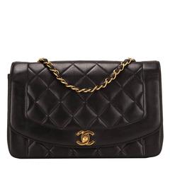 Chanel Vintage Black Quilted Lambskin "Diana" Single Flap Bag