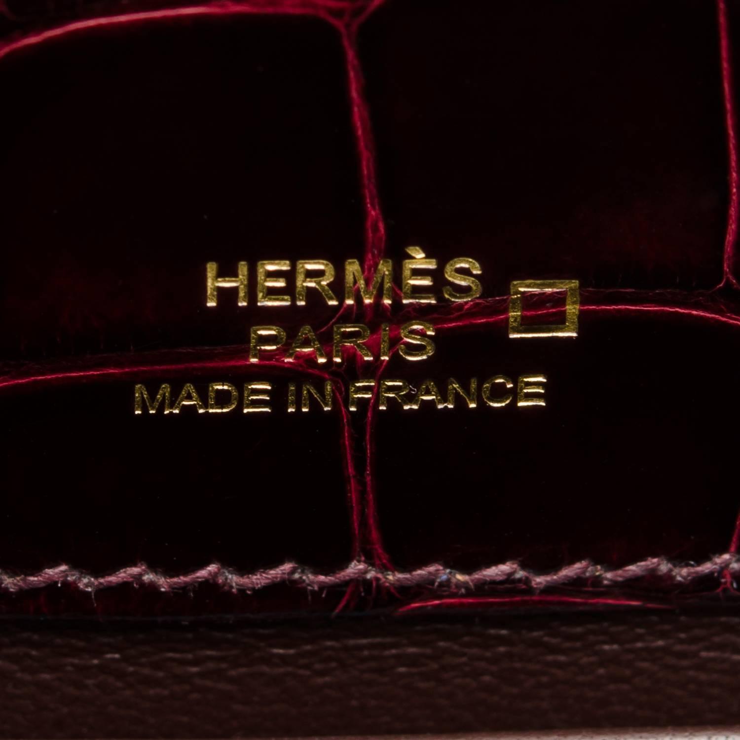Hermes Bordeaux Shiny Alligator Mini Kelly Pochette For Sale at ...  