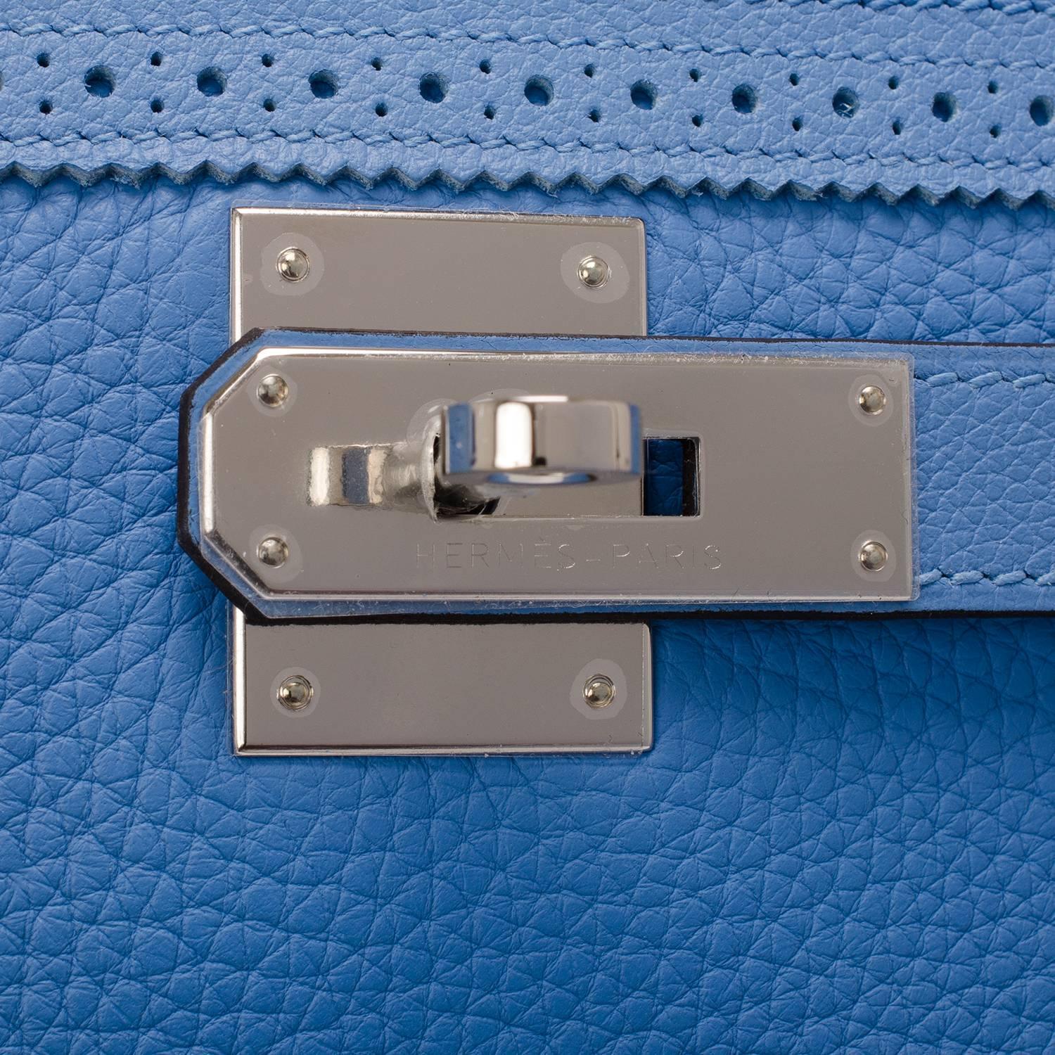 Hermes Blue Paradise Clemence Ghillies Kelly 32cm Palladium ...  