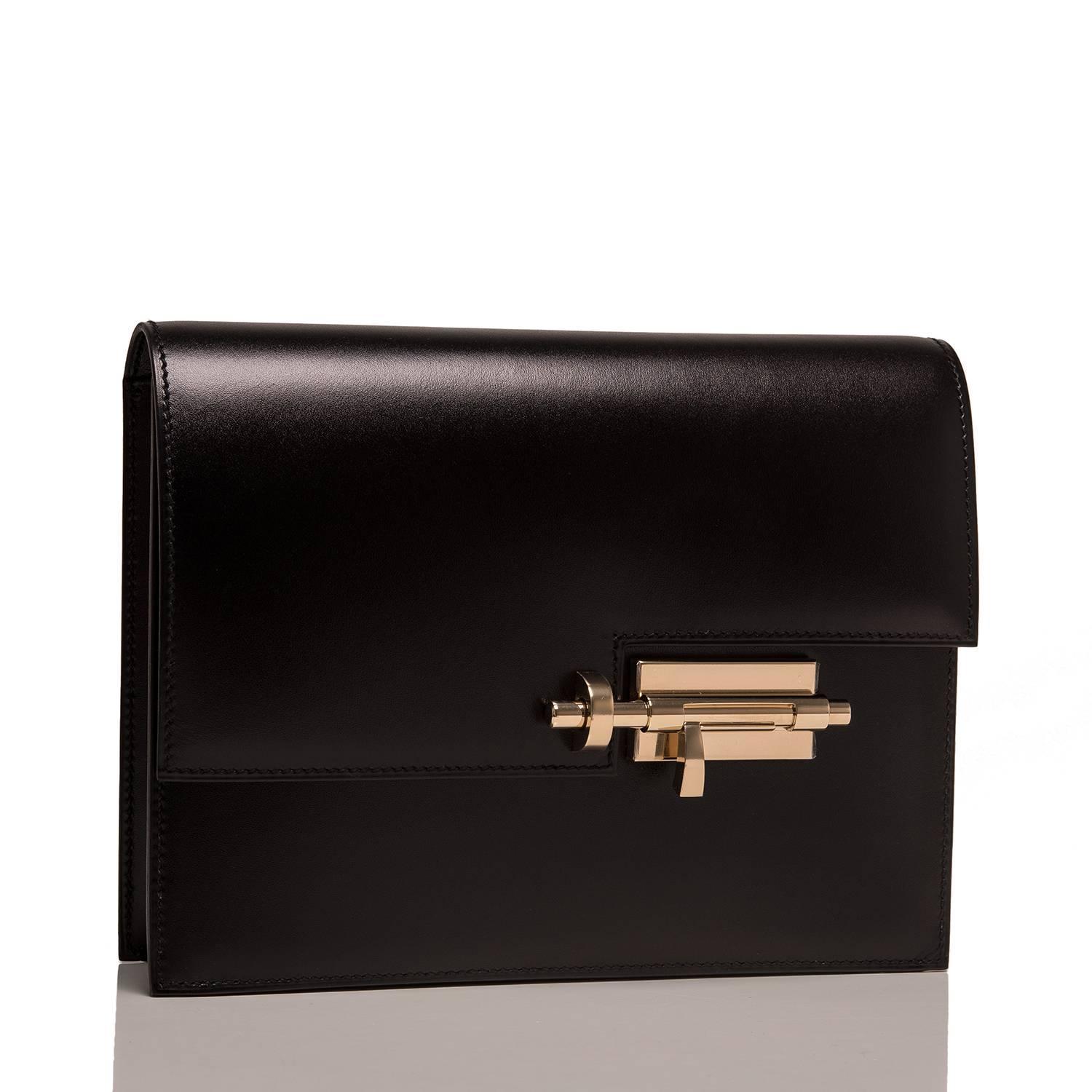 Hermes Black Box Verrou Clutch For Sale at 1stdibs