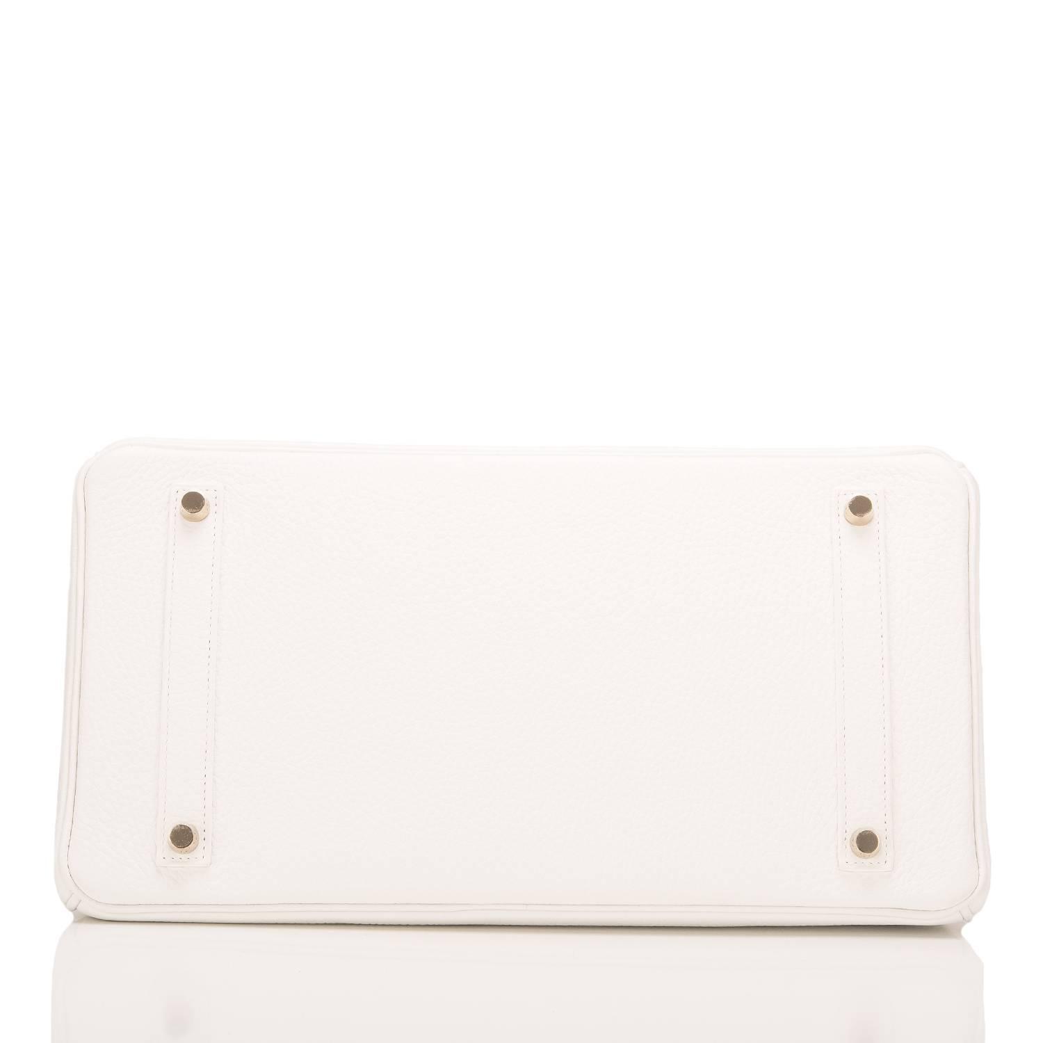 Hermes White Clemence Birkin 35cm Gold Hardware For Sale at 1stdibs