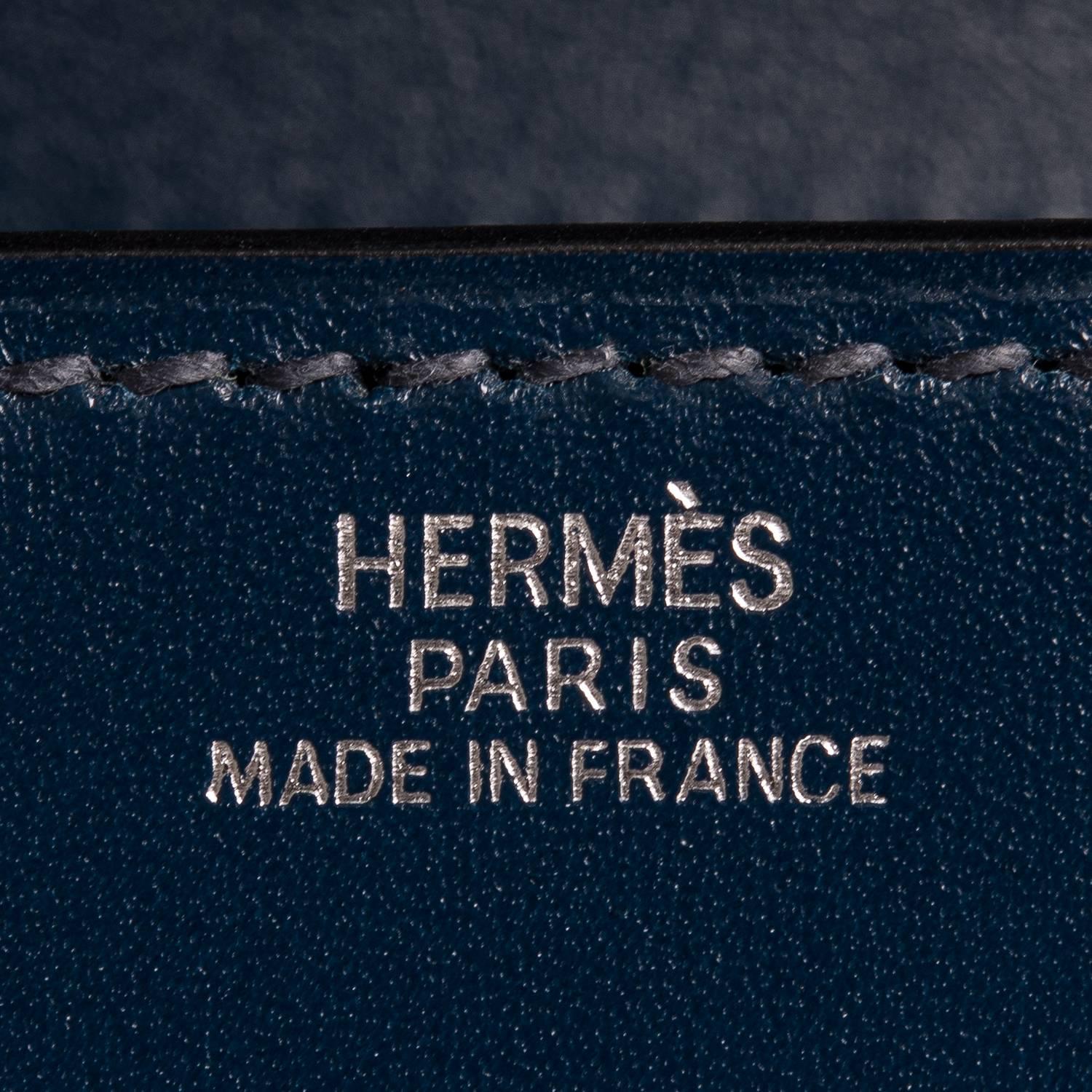 Women's Hermes Blue Sapphire Box Medor Clutch 23cm NEW For Sale