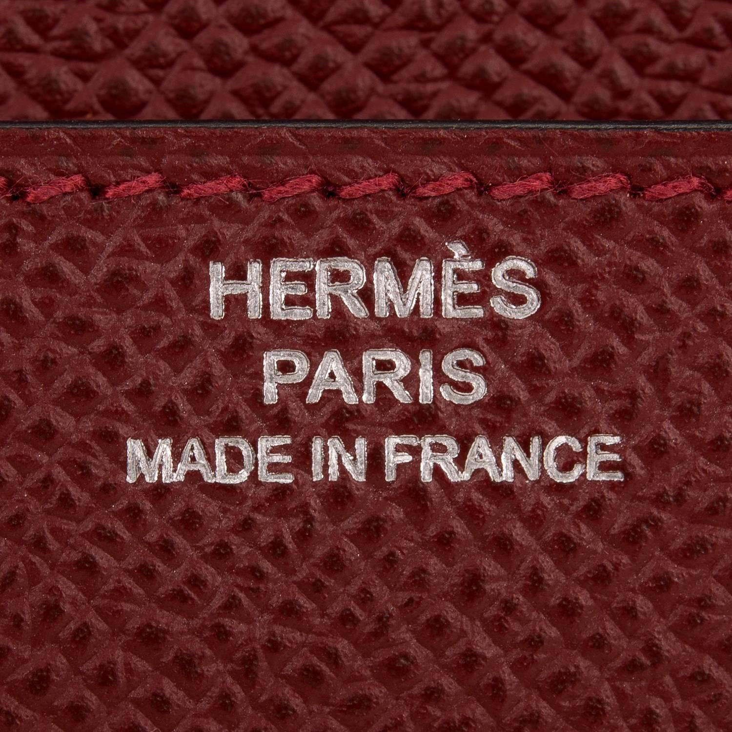 Women's Hermes Rouge H Epsom Constance Long Wallet Palladium Hardware  For Sale