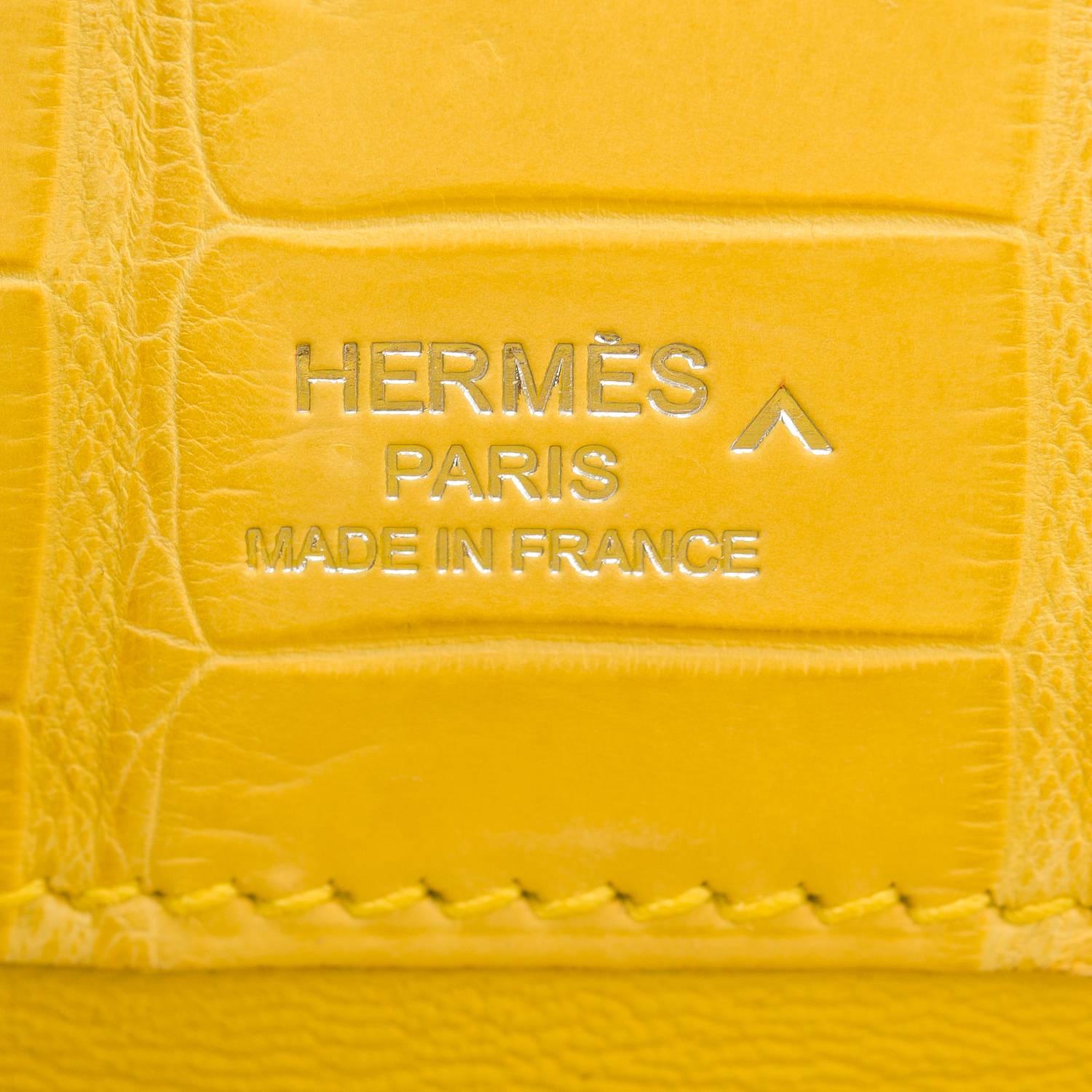 Hermes Mimosa Matte Porosus Crocodile Kelly Cut For Sale 1