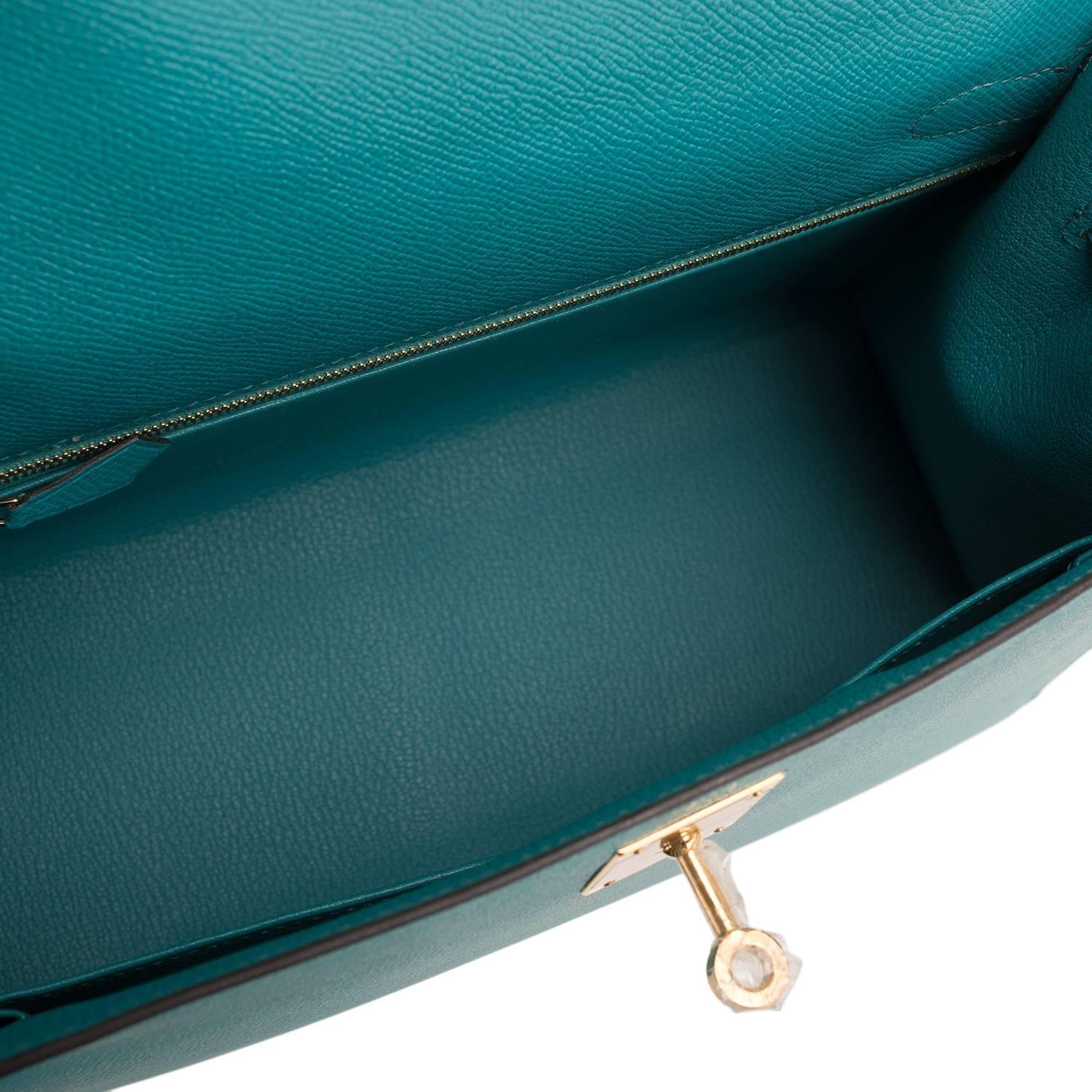 Hermes Blue Paon Epsom Sellier Kelly 28cm Gold Hardware For Sale ...  
