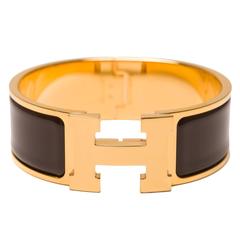 Hermes Cocoa Clic Clac H Wide Enamel Bracelet PM