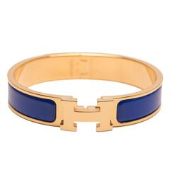 Hermes Royal Blue Clic Clac H Narrow Enamel Bracelet PM 