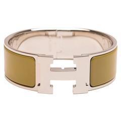 Hermes Khaki Clic Clac H Wide Enamel Bracelet PM