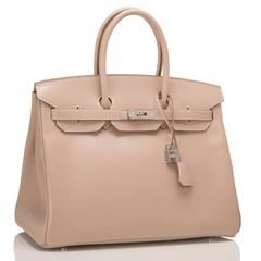 Hermes Argile Tadelakt Birkin 35cm Guilloche Palladium Hardware