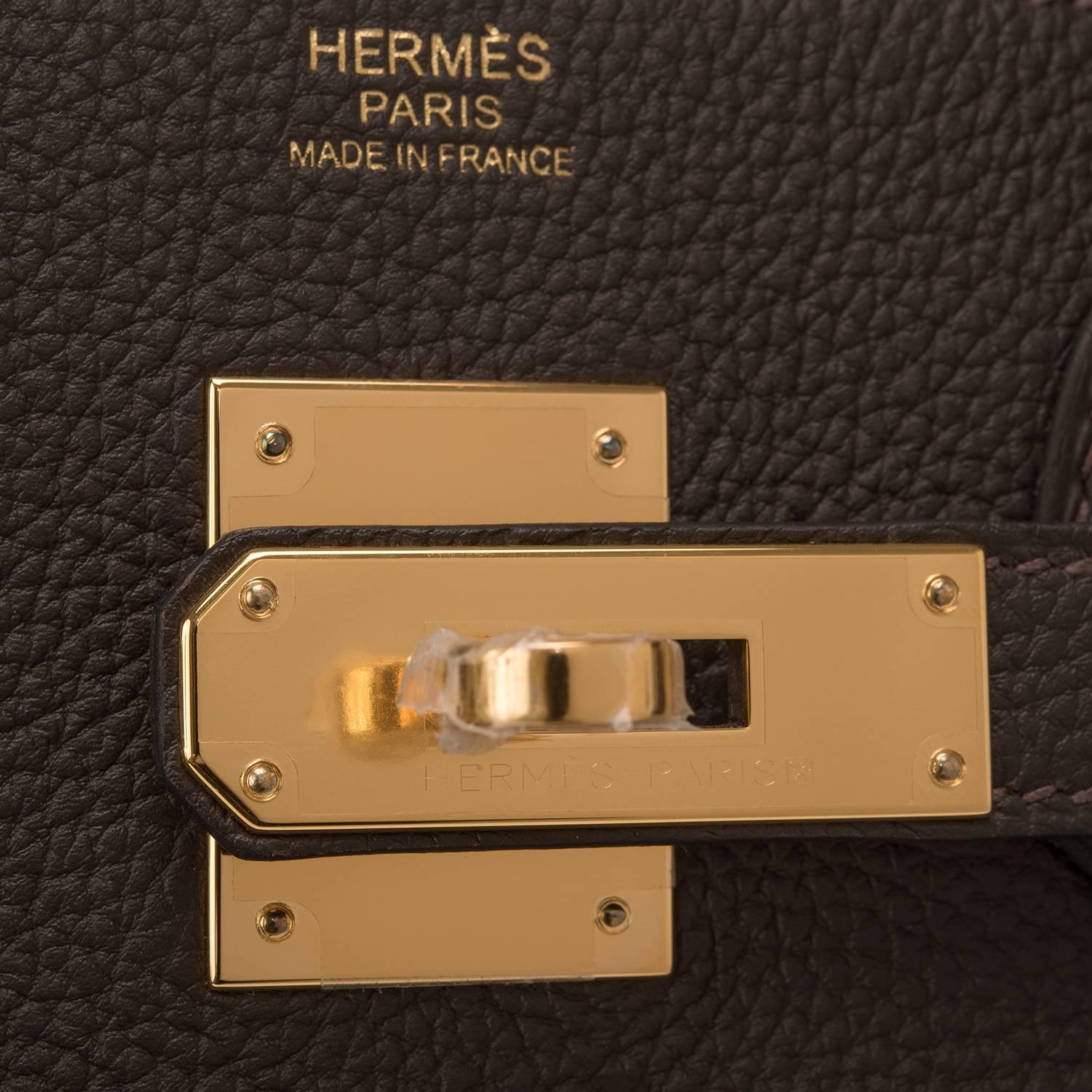 Black Hermes Macassar Togo Birkin 30cm Gold Hardware NEW