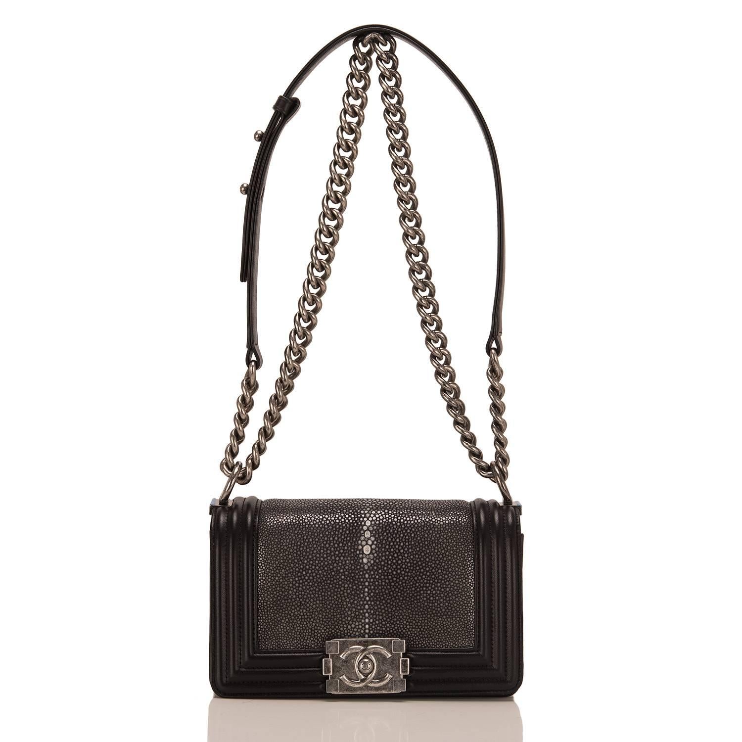 Women's Chanel Black Stingray Small Boy Bag