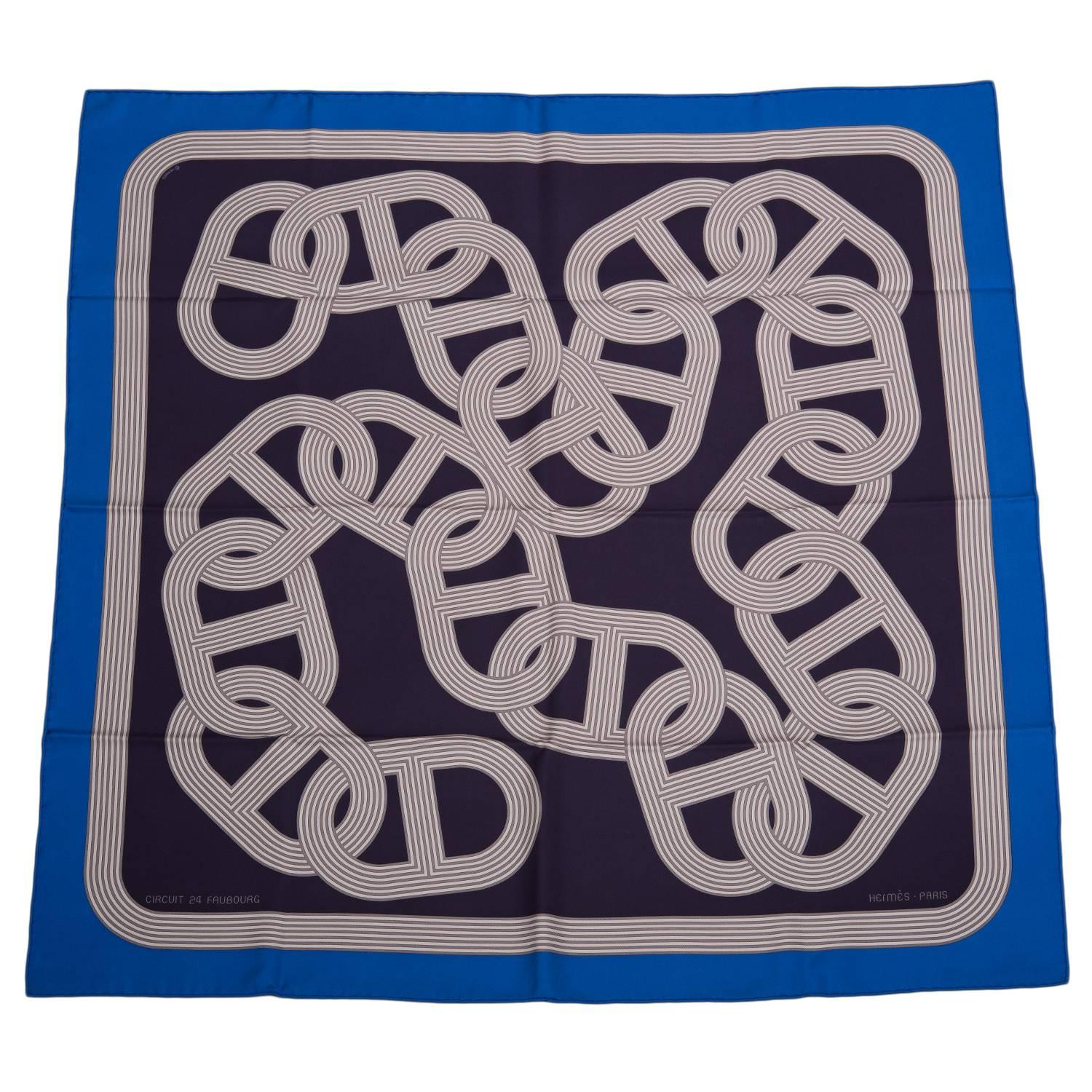 Hermes "Circuit 24 Faubourg" Silk Twill scarf 90cm For Sale