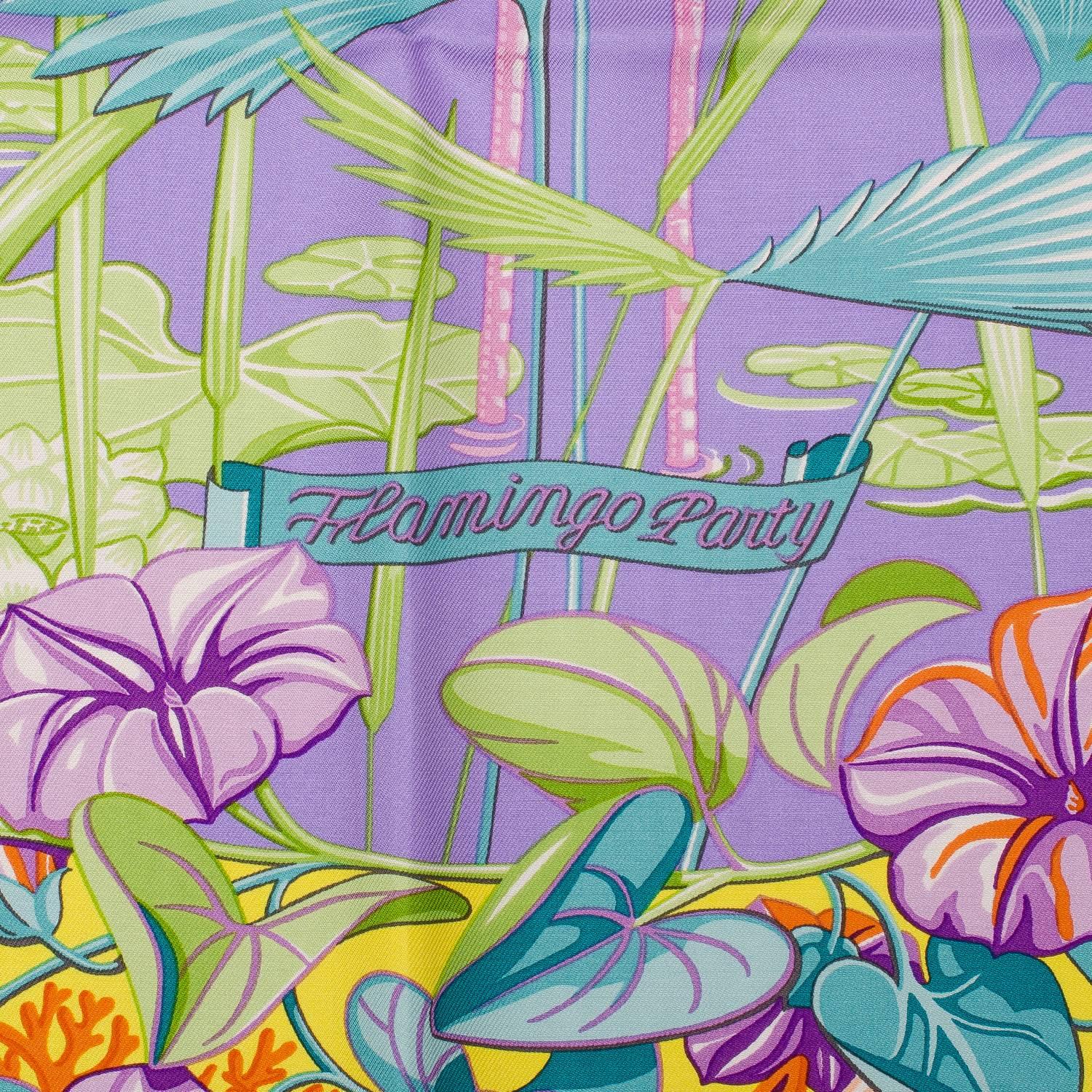 hermes flamingo party scarf
