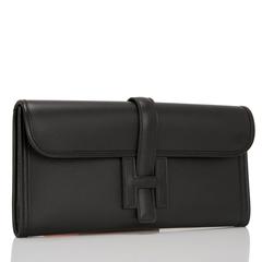 Hermes Black Swift Jige Elan Clutch 29cm NEW