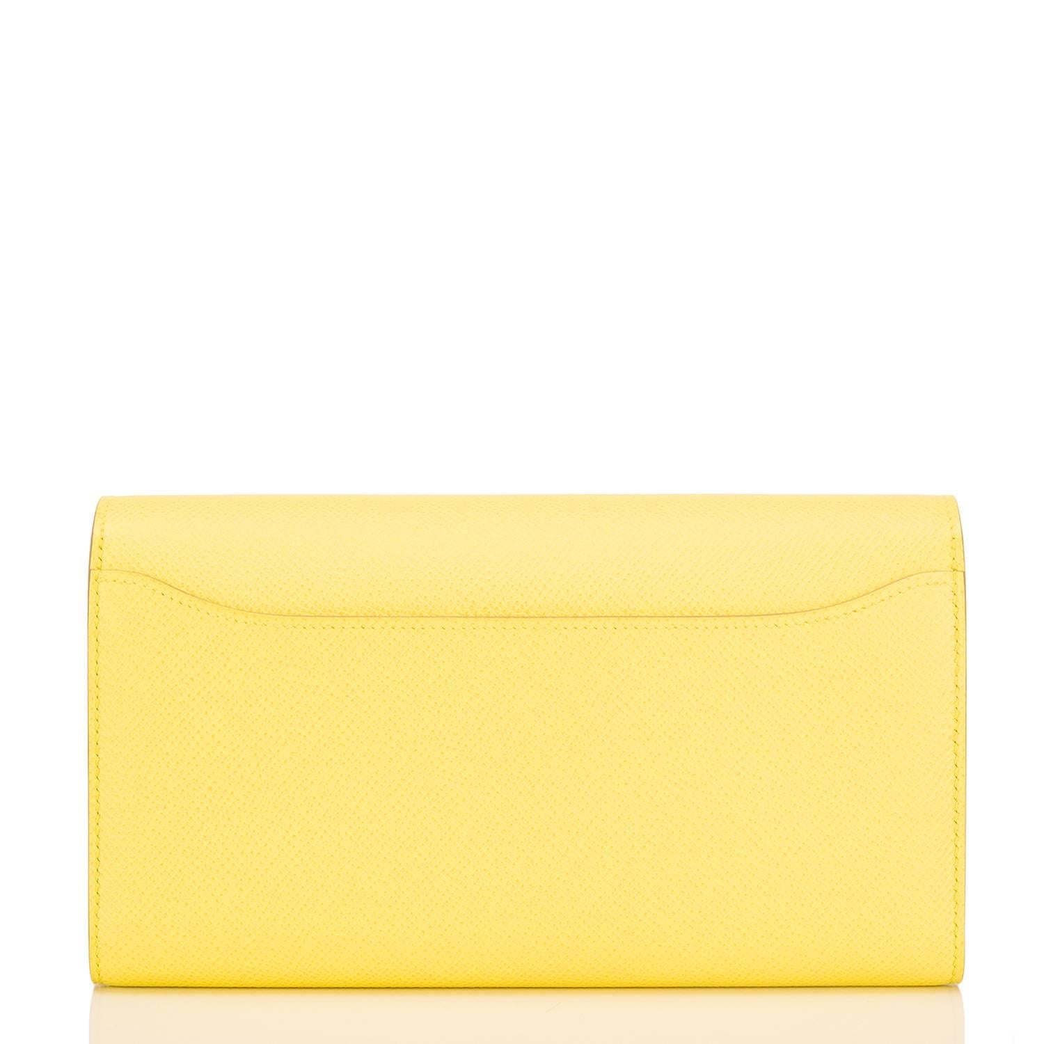 Yellow Hermes Soufre Epsom Constance Longue Wallet For Sale
