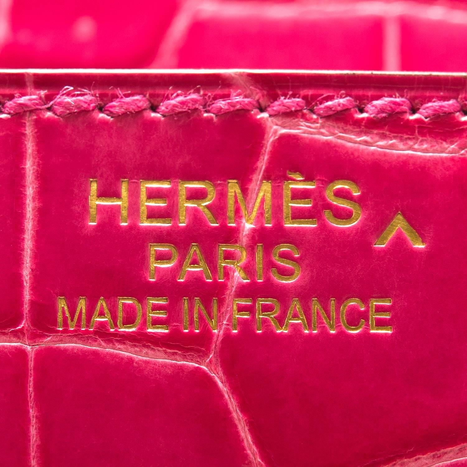 Hermes Rose Tyrien Shiny Porosus Crocodile Birkin 35cm Gold Hardware 1