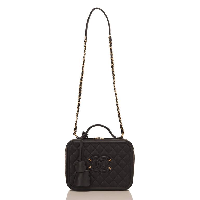 Chanel Black Caviar Medium Filigree Vanity Case at 1stDibs chanel