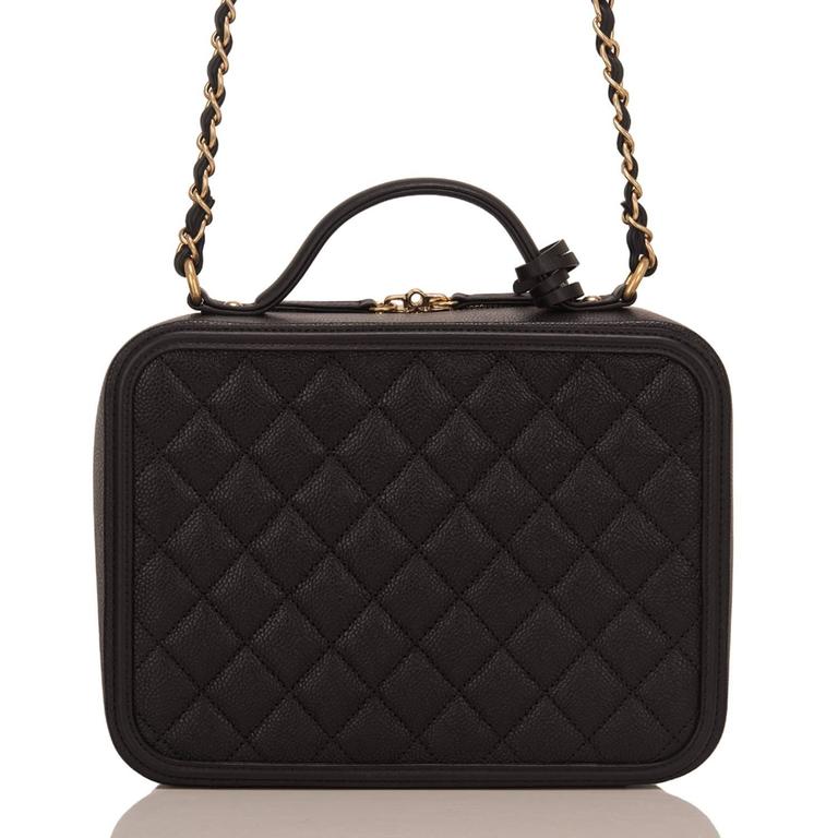 Chanel Black Caviar Medium Filigree Vanity Case at 1stDibs chanel