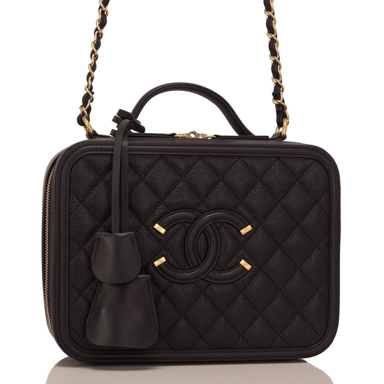 Chanel Black Caviar Medium Filigree Vanity Case at 1stDibs chanel