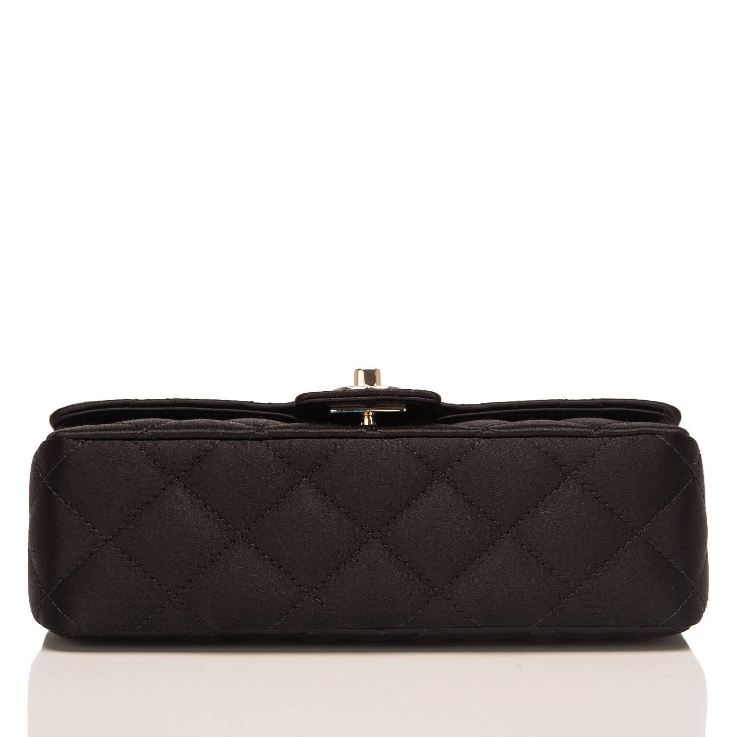 Women's Chanel Black Quilted Satin Camellia Mini Flap