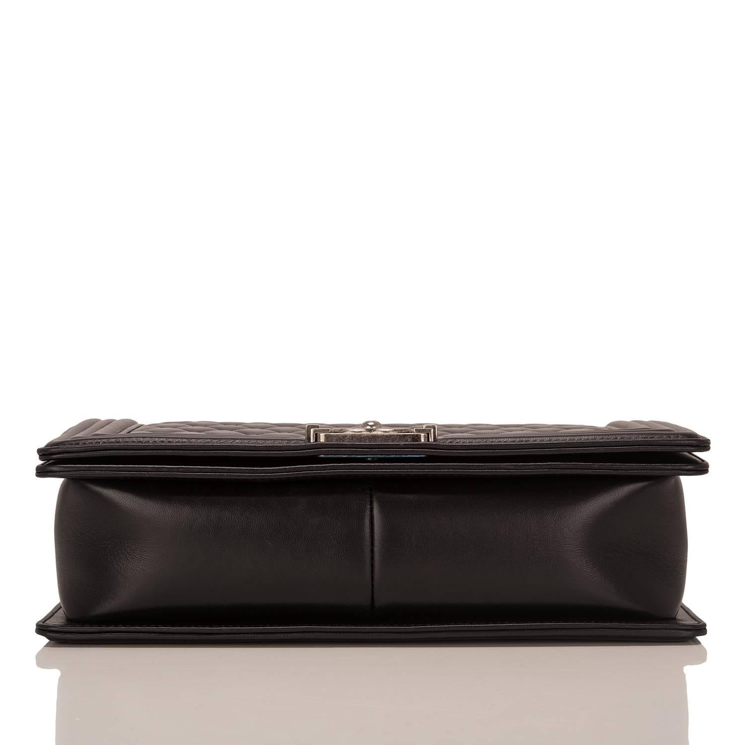 Women's Chanel Black Lambskin New Medium Boy Bag