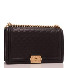 Chanel Black Lambskin New Medium Boy Bag