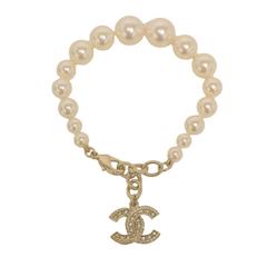 Chanel Pearl Bracelet With Dangling CC Charm 