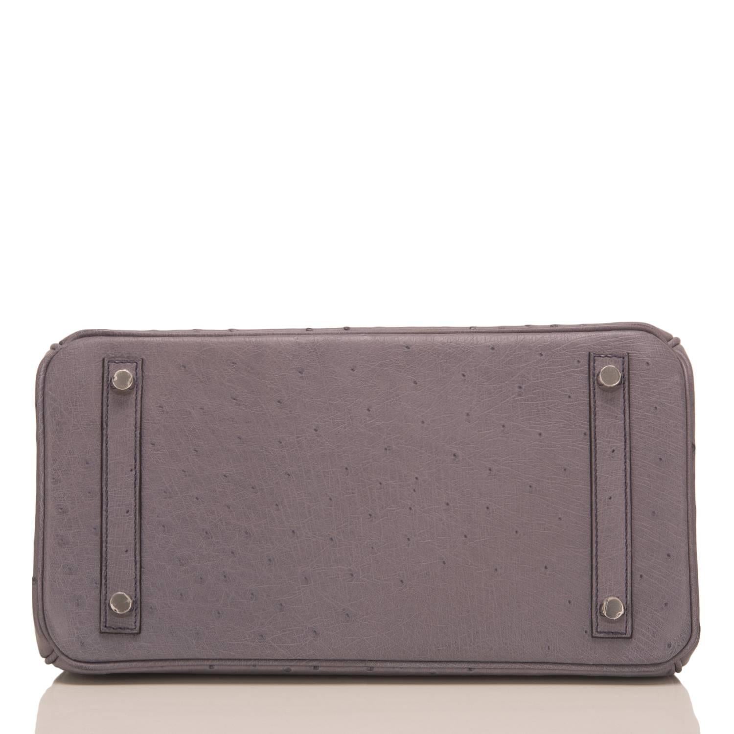 Gray Hermes Gris Agate Ostrich Birkin 30cm Palladium Hardware
