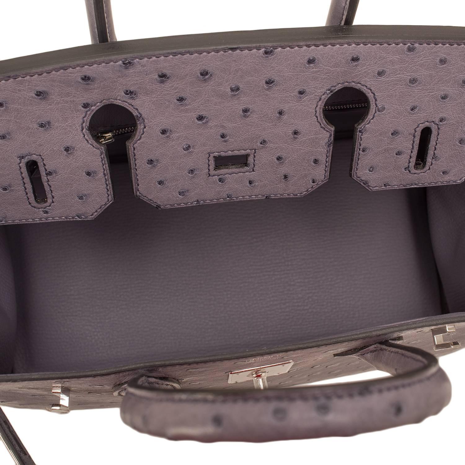 Women's Hermes Gris Agate Ostrich Birkin 30cm Palladium Hardware