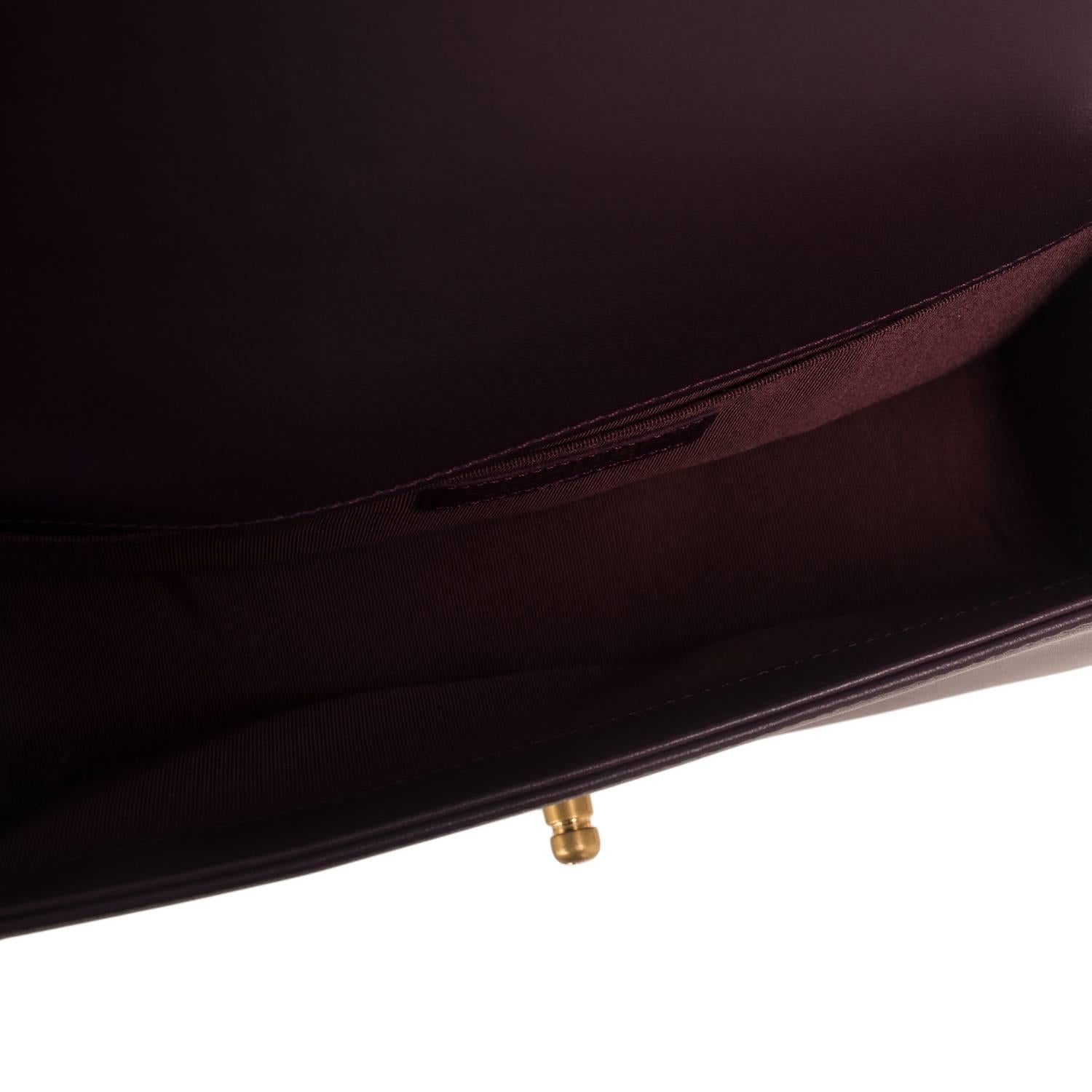 Women's Chanel Dark Purple Quilted Lambskin Medium Boy Bag