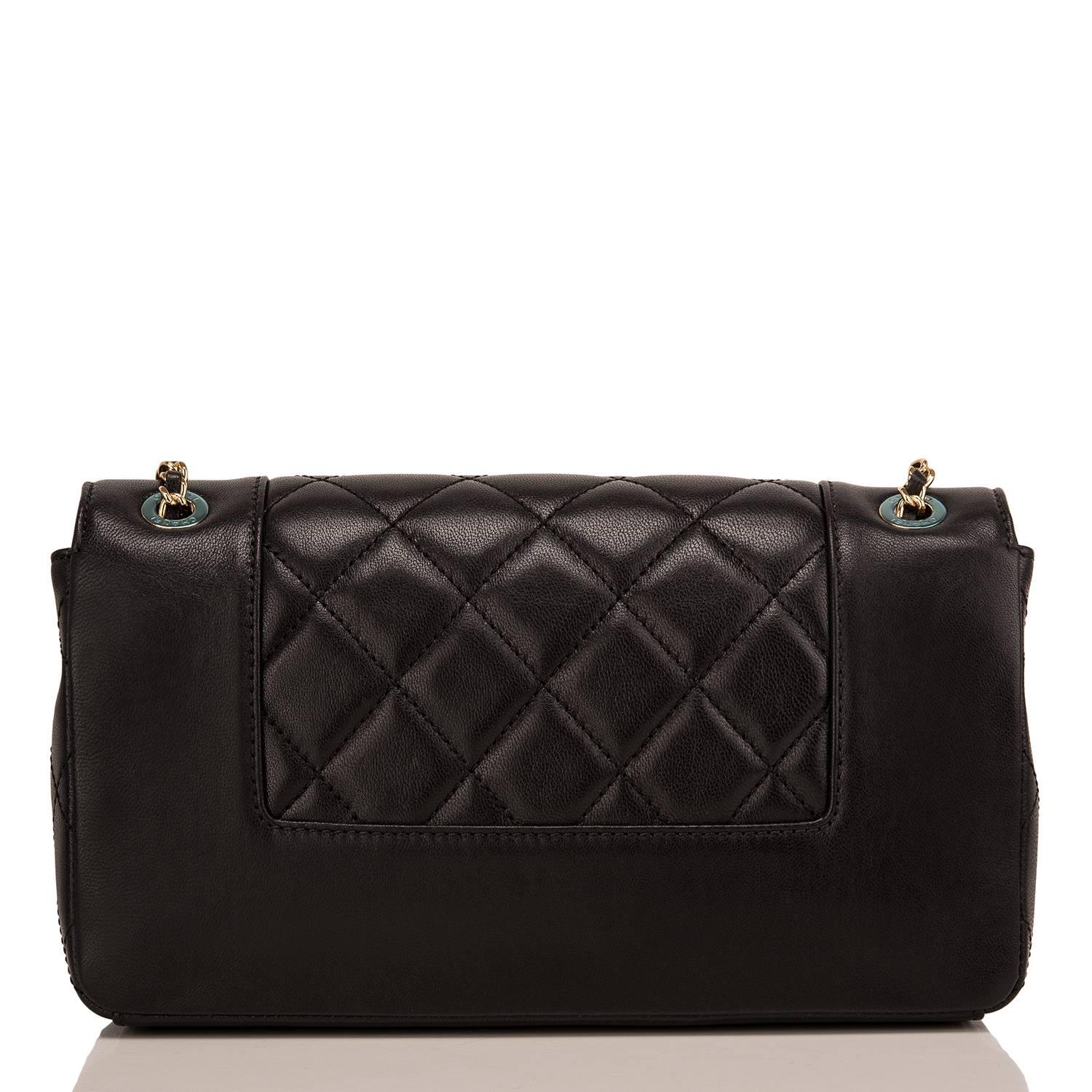 Chanel Paris In Rome Black Sheepskin Flap Bag In New Condition In New York, NY
