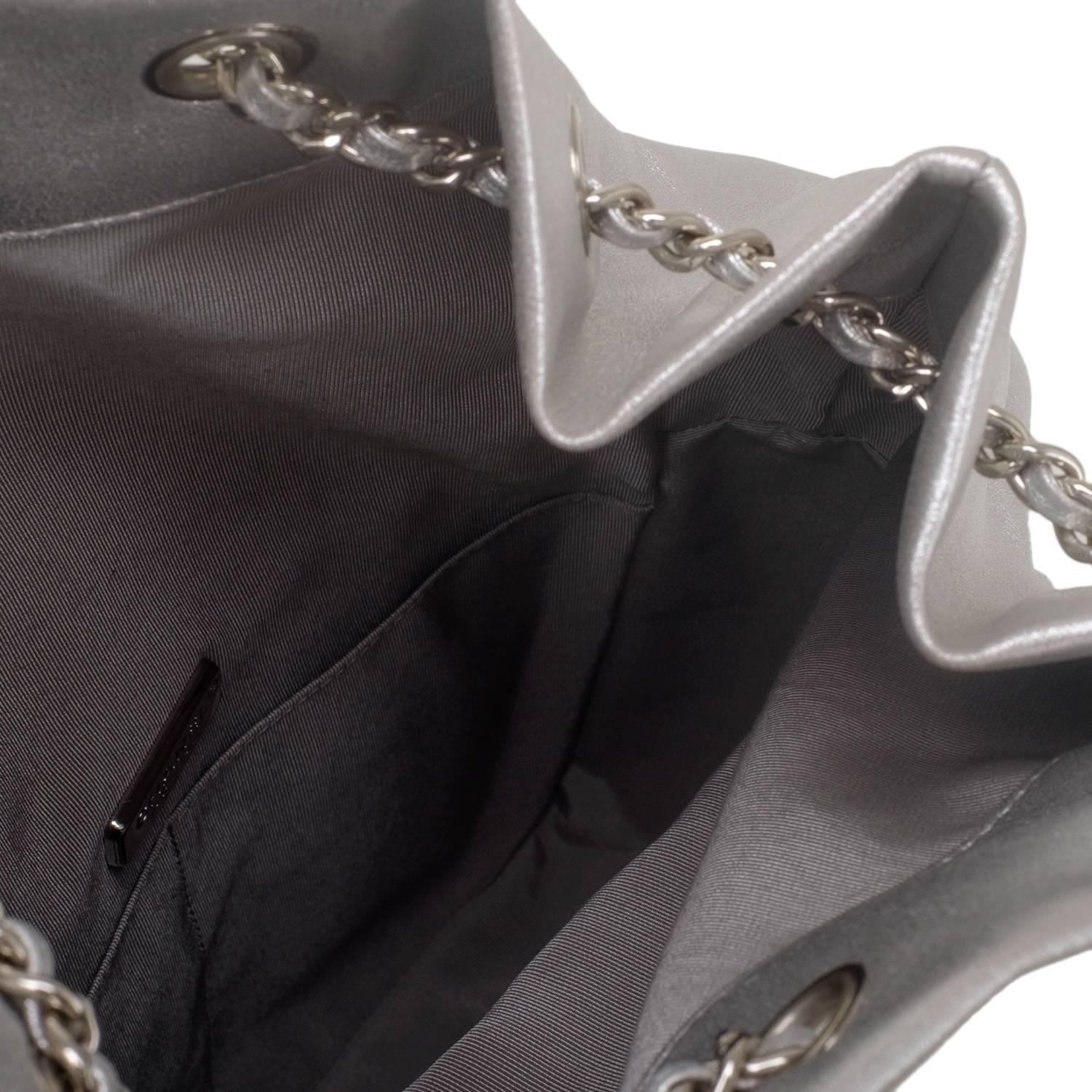 Chanel Silver Metallic Lambskin Large Backpack 2
