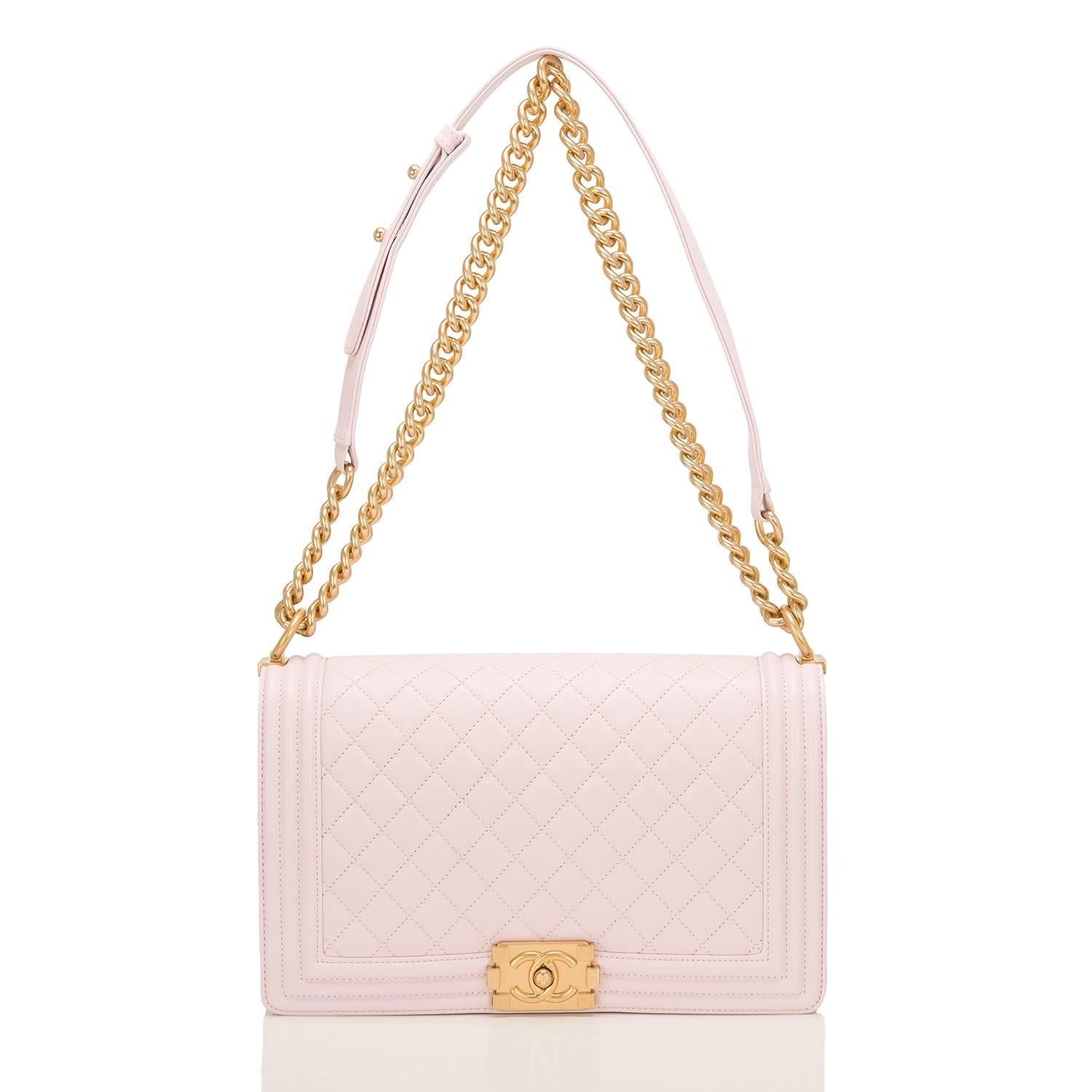Women's Chanel Pink Quilted Lambskin New Medium Boy Bag