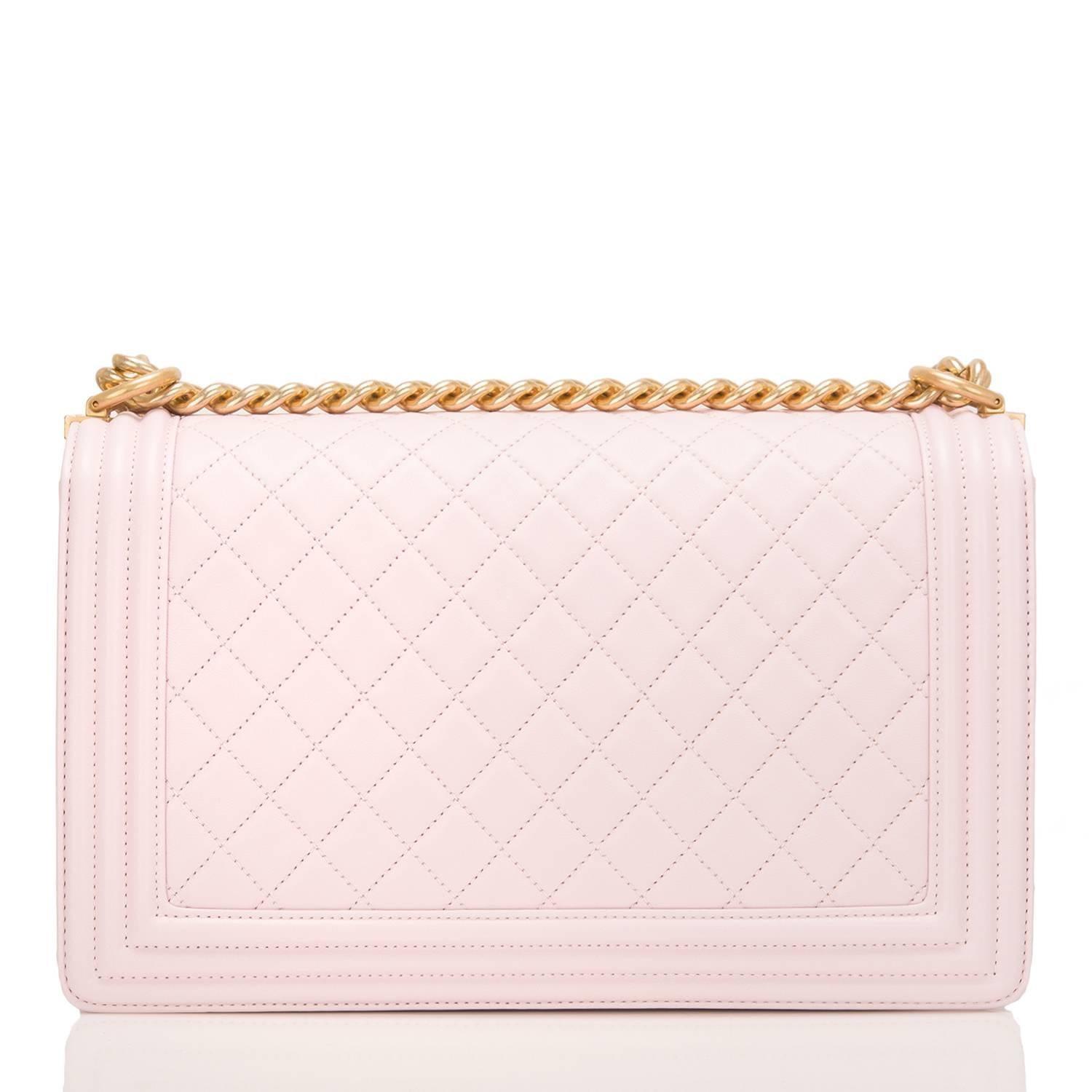 White Chanel Pink Quilted Lambskin New Medium Boy Bag