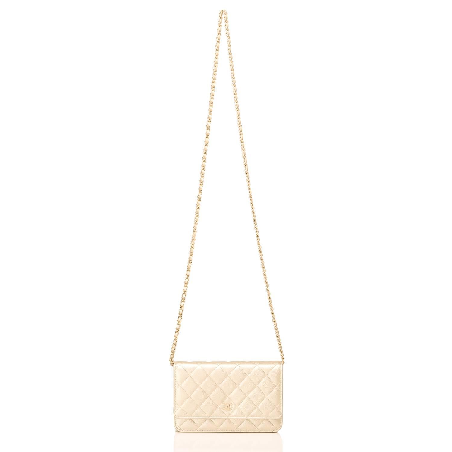 Chanel Gold Quilted Caviar Classic Wallet On Chain (WOC) 1