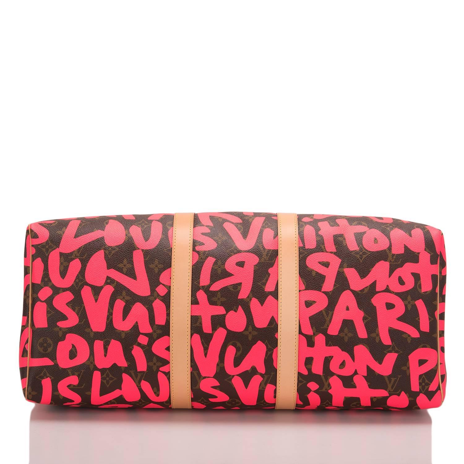 Women's or Men's Louis Vuitton Pink Monogram Graffiti Keepall 50