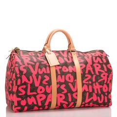 Louis Vuitton Pink Monogram Graffiti Keepall 50