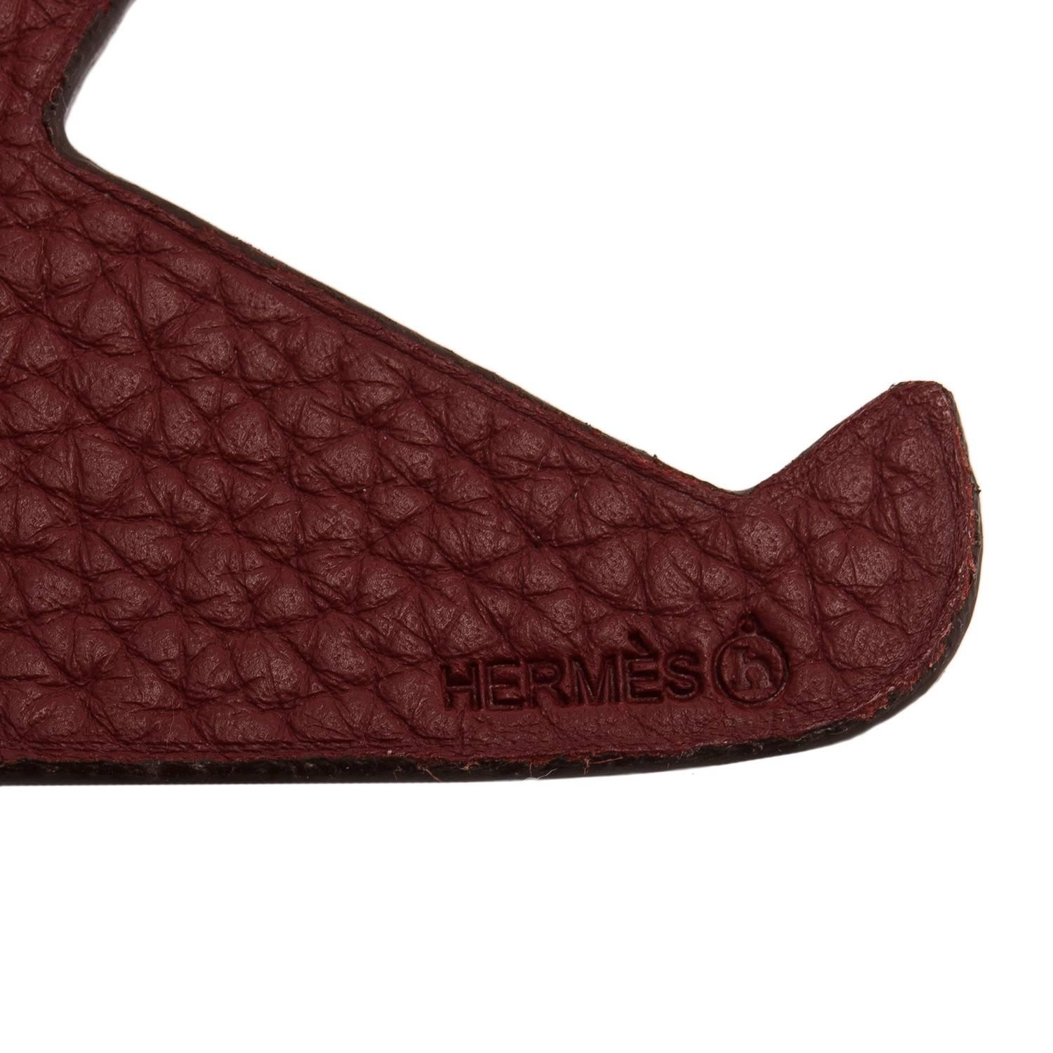 Brown Hermes Bi-color Rouge H and White Petit H Dog Leather Bag Charm