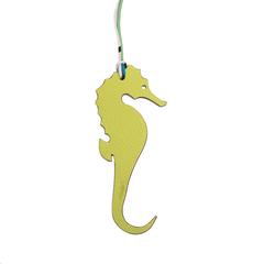 Hermes Bi-color Rouge H And Kiwi Petit H Leather Seahorse Bag Charm