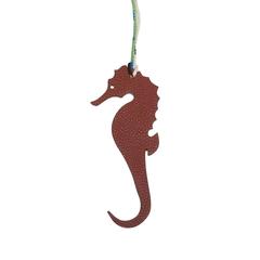 Hermes Bi-color Rouge H And Kiwi Petit H Leather Seahorse Bag Charm