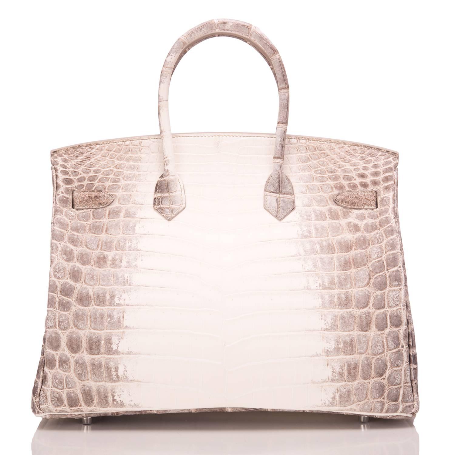 Hermes White Matte Niloticus Himalayan Crocodile Birkin 35cm In New Condition In New York, NY