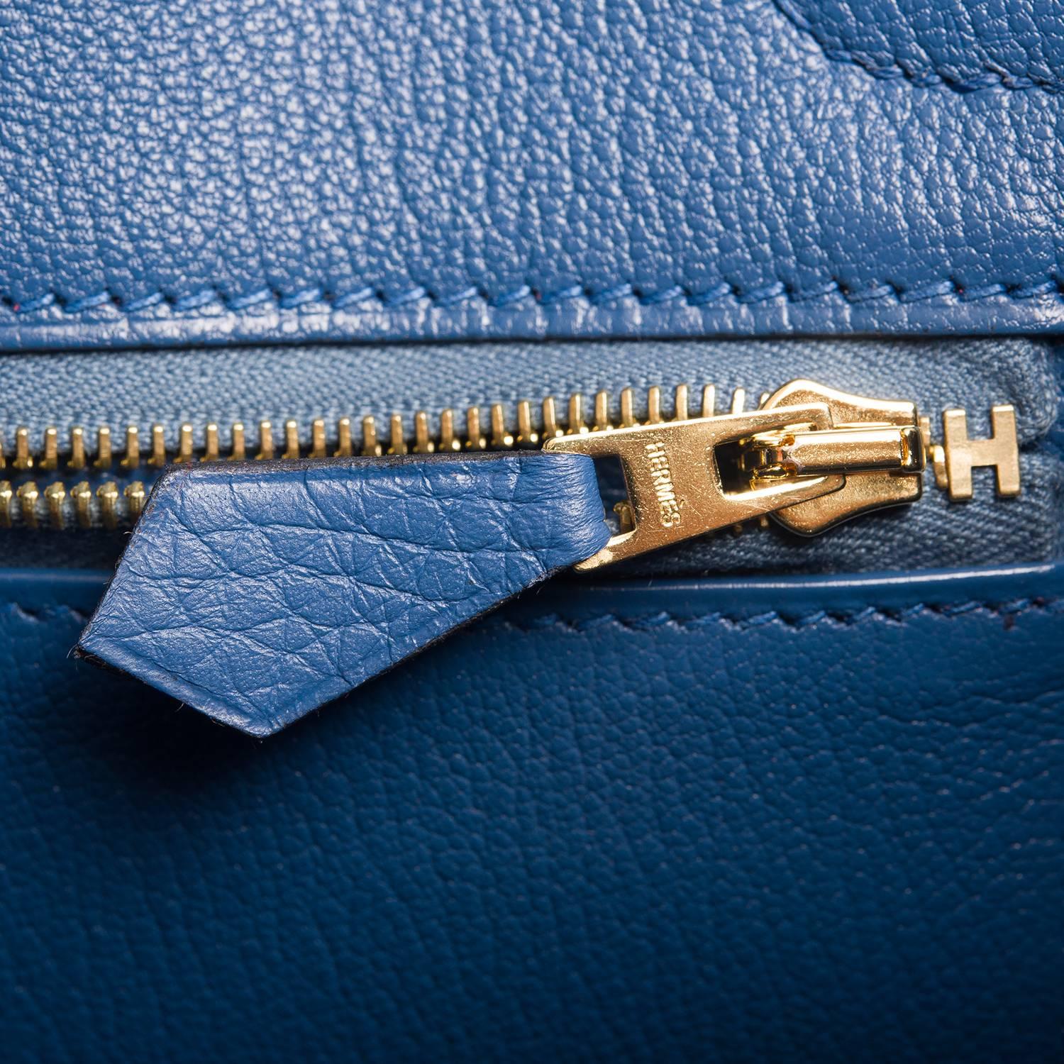 Hermes Bleu Agate Clemence Birkin 30cm Gold Hardware 2