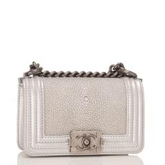 Chanel Silver Stingray Mini Boy Bag