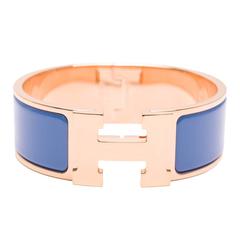 Hermes Blue Enamel H Clic Clac H Wide Enamel Bracelet PM